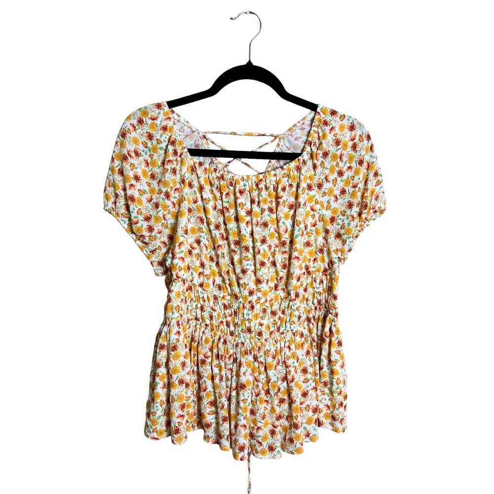 Torrid Floral Peplum Blouse 2020s Women's Size 00 Cottagecore Boho